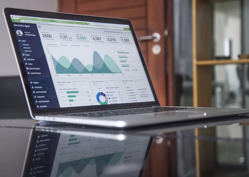 Digital marketing analytics and performance charts