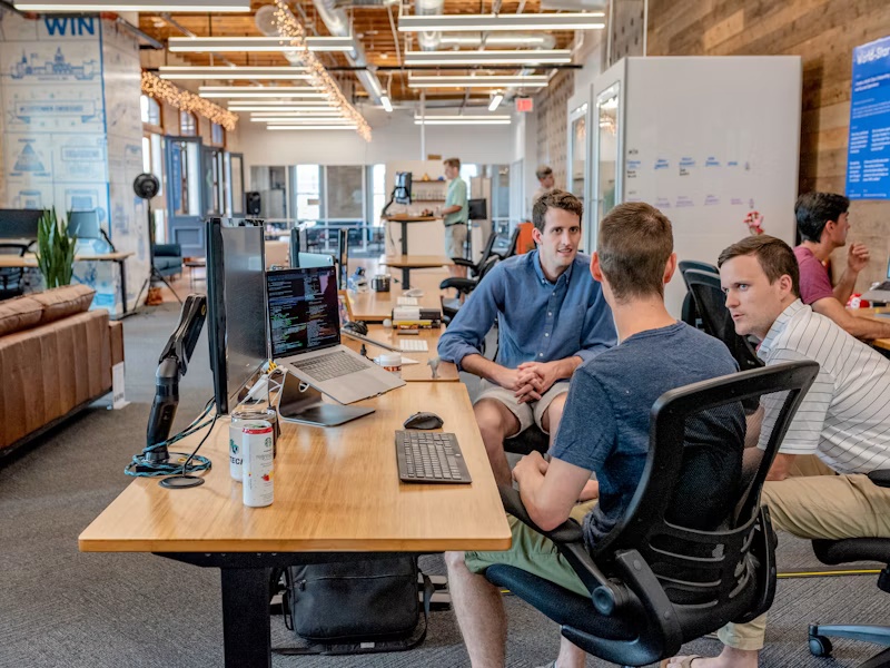 Business professionals collaborating at a table